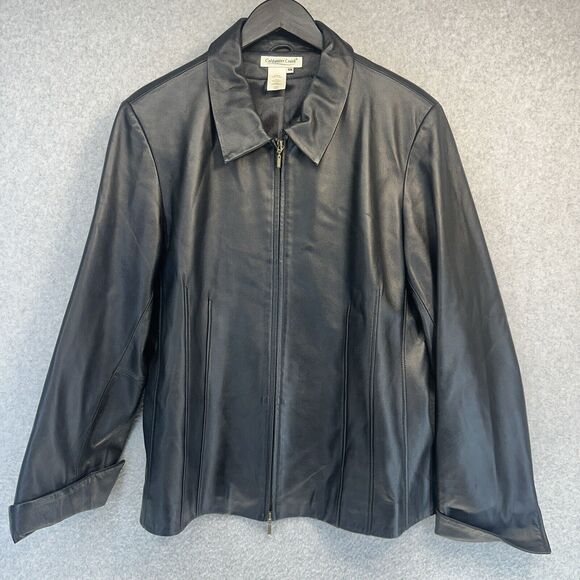 Coldwater Creek Jackets & Blazers - Coldwater Creek Leather Jacket Black Womens 1X Lightweight Soft Two Way Zipper